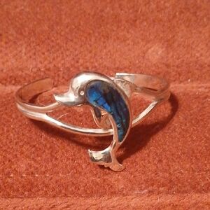 Oceanic Silver Dolphin Bracelet with Blue Inlay